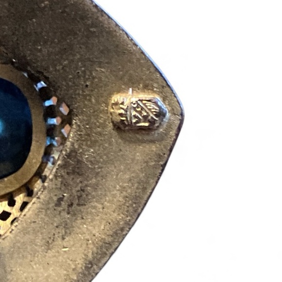 1920s Fishel Nessler Blue Glass Cabochon Brooch - Antique Edwardian Art Deco - Picture 4 of 5